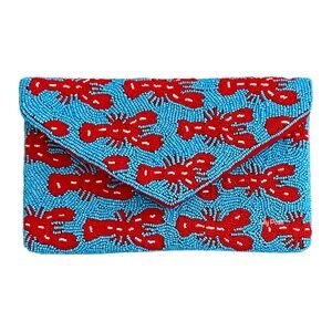 Beaded Lobster Crossbody Clutch Bag, Summer Beach Boho Lily Posh